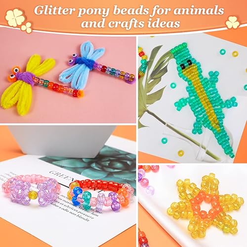 Miniatura 2 de Eppingwin 1000 cuentas de poni, cuentas grandes de 0.23 x 0.32 pulgadas, cuentas para el cabello, cuentas para trenzas de cabello, cuentas con