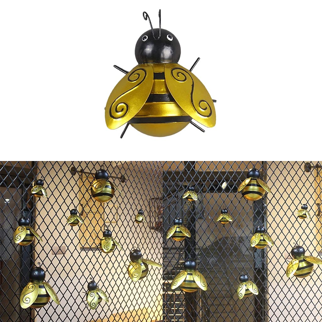 Posąg Dekoracyjny Do Wnętrza,Rzeźba Pszczoła Statua Metalowa Sztuka Ścienna Pszczoła Rzeźba Wieszące Ozdoby Do Ogrodu Patio Decor Do Salonu Domowego (3 Pack)