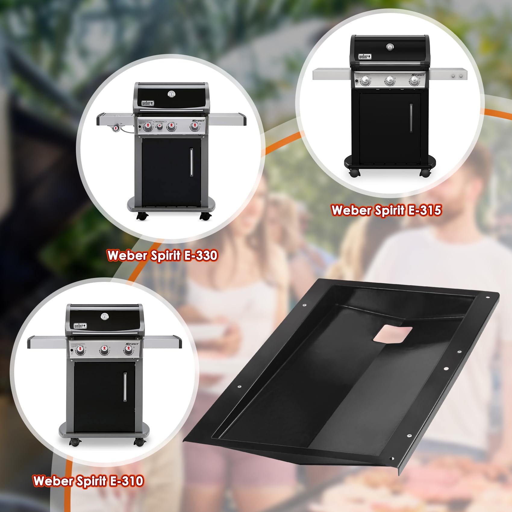 Bac à Graisse pour Barbecue Weber Spirit série 310 et 320 avec Panneau de Commande latéral, bac à Graisse pour Weber Spirit E-310 E-320 (fabriqué en 2009 et 2012), bac à Graisse pour pièces Weber