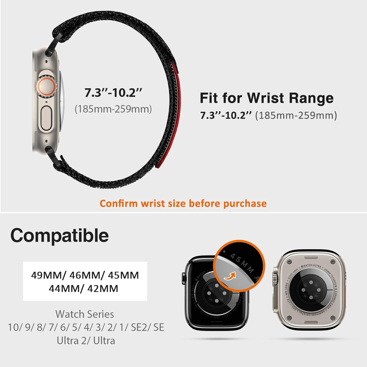 ULTIMAL Ultrawide for Apple Watch Band Ultra/Ultra2 49mm/46mm/45mm/44mm Ultra wide Sport Nylon Band for iWatch Series 10/9/8/7/6/5/4/SE/SE2 for Women Men Hollow Out Breathable watch band (49/46/45/44mm, Black)