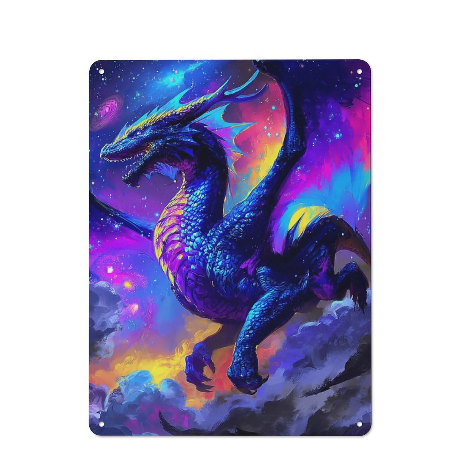 Galactic Dragon Majesty -3 Decorative Metal Plaque, Bright Printed Design, for Washroom, Small Wall Space Or Hallway, 40x30cm