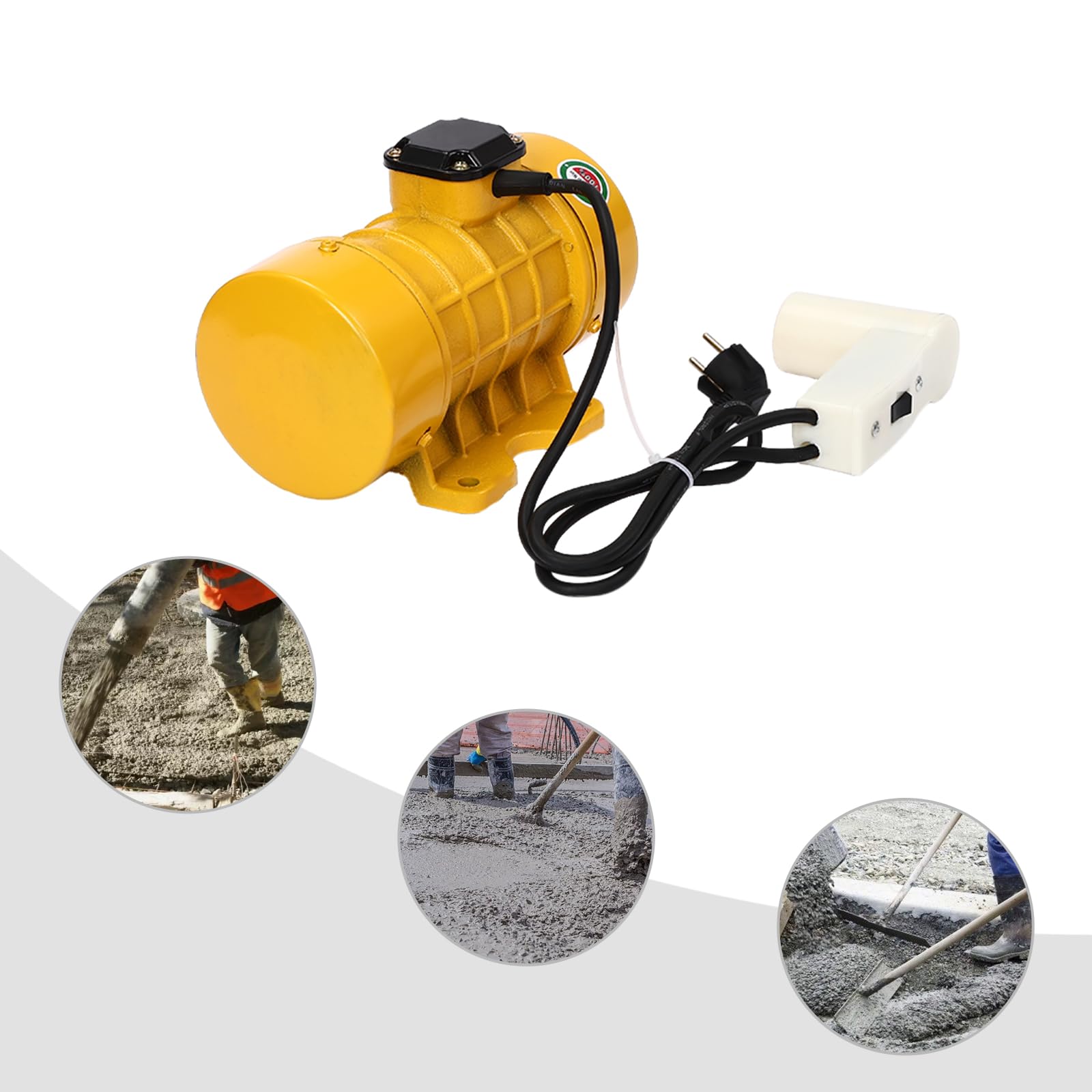 Motore vibrante per calcestruzzo, motore a vibrazione elettrico, 250 W, motore a vibrazione per tavolo vibrante, 2840 rpm (giallo)