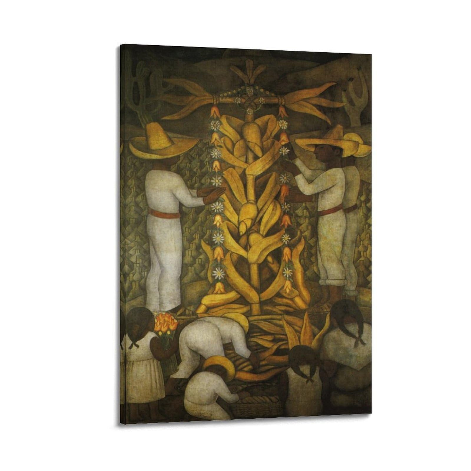 Poster con stampa artistica da parete su tela, motivo: Diego Rivera, il festival del mais messicano, decorazione per casa, scuola, ufficio, 60 x 90 cm