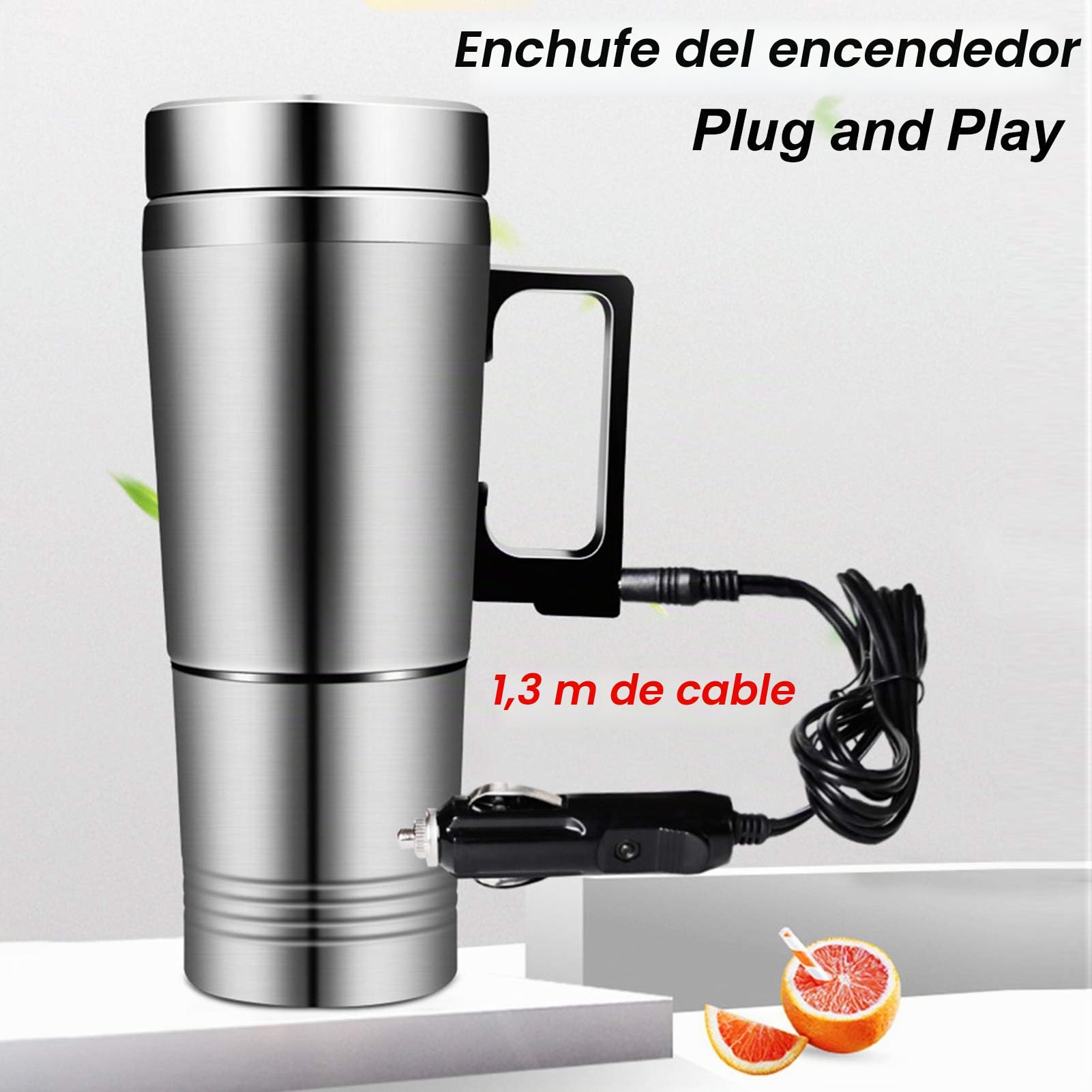 Ausla Hervidor de Viaje Eléctrico, 24V, 300ml | Calentador de Agua, 200W y 304, para Camiones y Viajes, Compatible con Encendedor de Cigarrillos