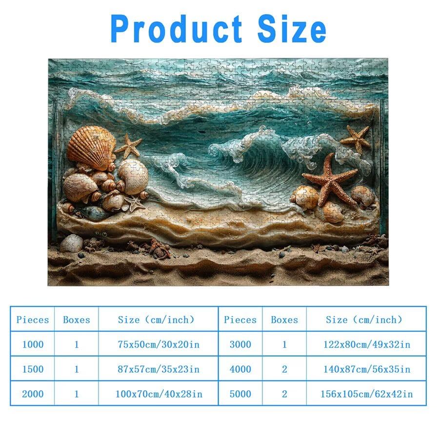 Puzzle 3000 Pezzi Spiaggia, Puzzle Paesaggi in Legno per Adulti, Misura: 122x80 cm, Puzzles 3000 Pezzi per Adulti, Giochi Educativo per Famiglie, Puzzles per Idea Regalo Donna, Decorazioni Casa, -5343