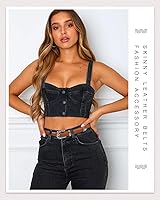 Vista 42 de SUOSDEY Cinturones ajustados occidentales de moda para mujer, cinturón de cuero ajustable para vestidos con hebilla vintage