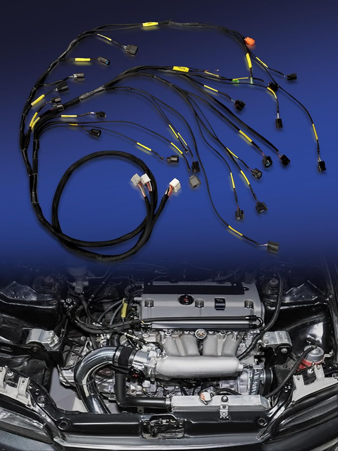 K20 K24 K-Series Tucked Engine Wiring Harness Compatible with 2002-2004 RSX Type S/Base 2001-2005 Civic Si K-Swap Integra CRX EK EG EP3 Type S/K24 Swap Replaces 500167639