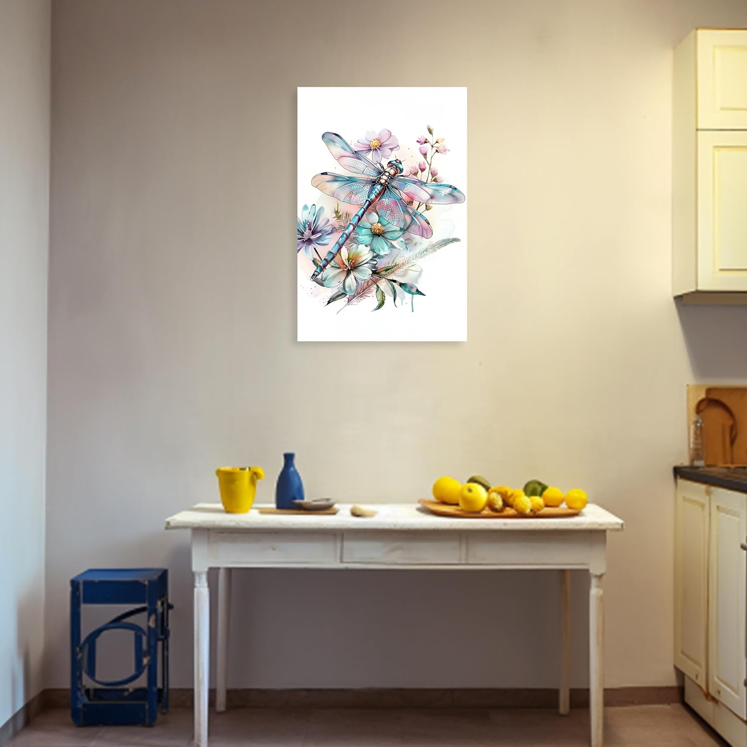 ARTZGX Dragonfly Canvas Wall Art for Bathroom Watercolor Dragonfly Pictures Wall Decor Home Painting Framed (12.00" x 18.00")