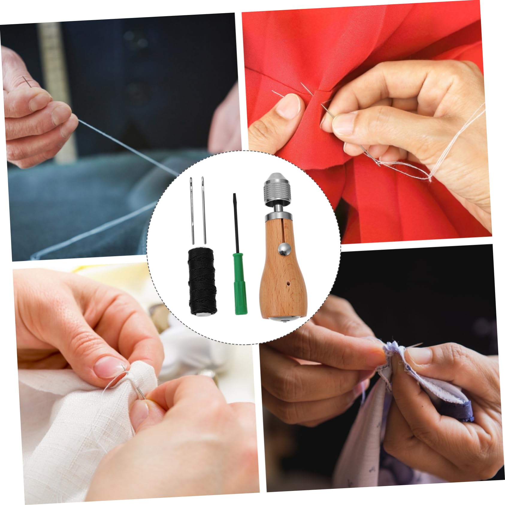 DOITOOL 3 Juegos Kit de Herramientas de Costura de Punzón de Agujas y Curvas para Proyectos de Bricolaje Cuero