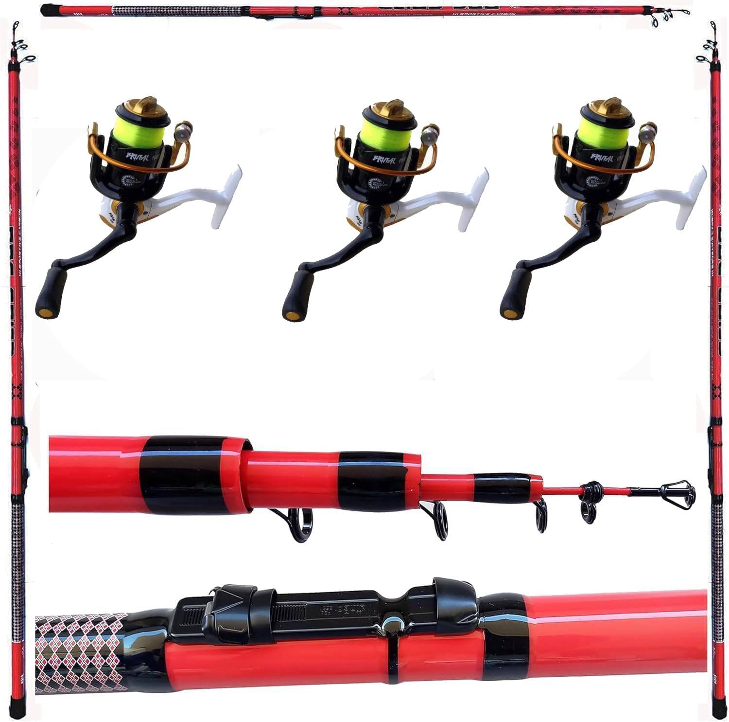Bolognese Metri 3 Canna Con Mulinello Pesca Galleggiante Fondo Mare Lago combo Kit 3 Pezzi