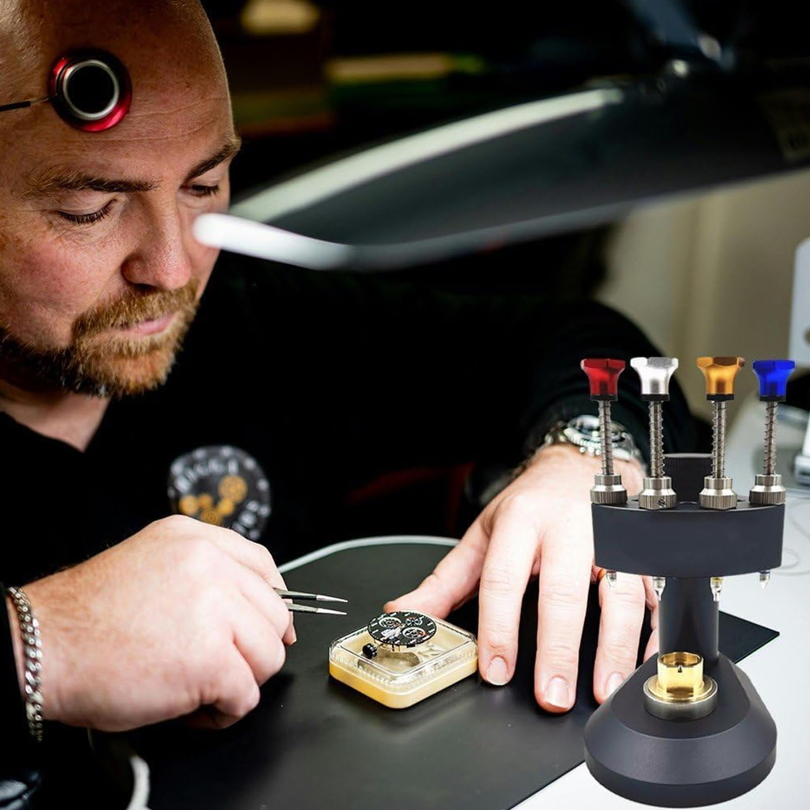 Prensa para Manecillas De Reloj Automáticas De 4 Pines, Herramienta Profesional para Ajustar Manecillas De Reloj, Herramienta De Reparación De Relojes, Máquina De Agujas para Relojeros.