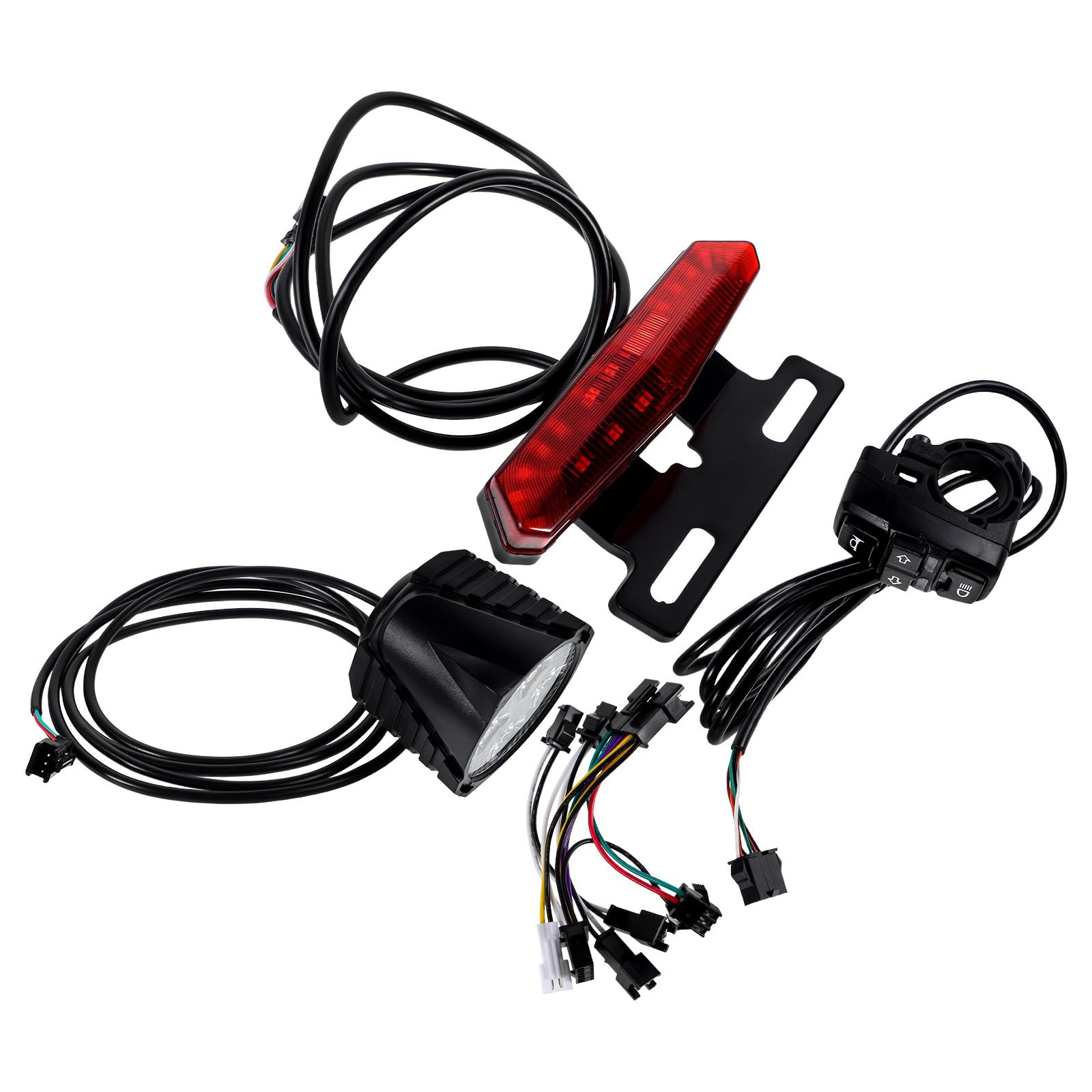 HANABASS Kit D’Éclairage Arrière Multifonction pour Vélo Électrique avec Clignotants LED Bouton de Klaxon Guidon Interrupteur pour Scooter Feu Stop et Feu Arrière Installation
