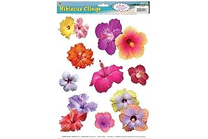 Hibiscus Window Clings: A Vibrant Addition to Your Hawaiian-Themed Celebration
