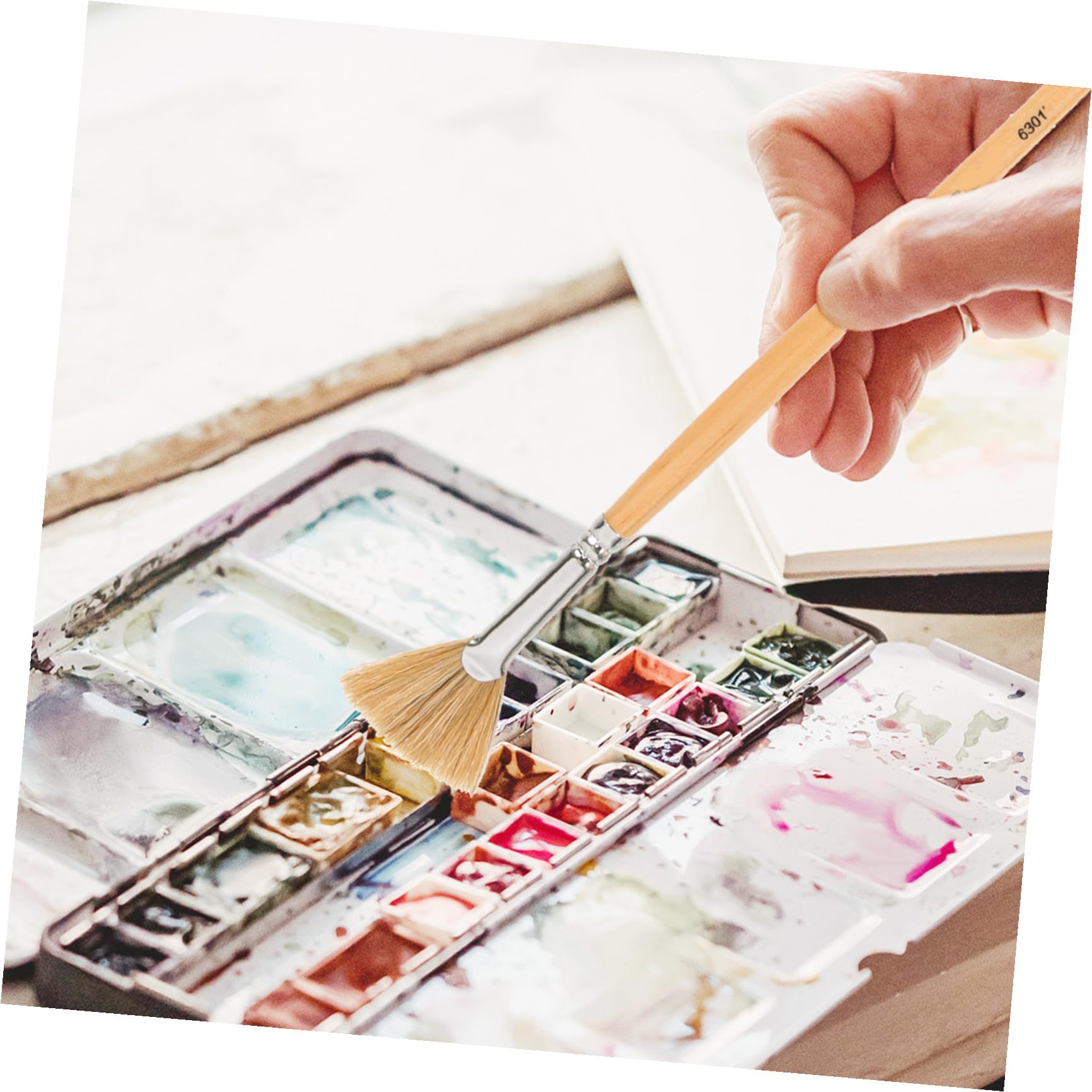 Angoily 3 Ensembles Set De Pinceaux Éventail Brosse Aquarelle Multifonctionnelle pour Peinture Huile Gouache pour Activités 6 Pièces * 3