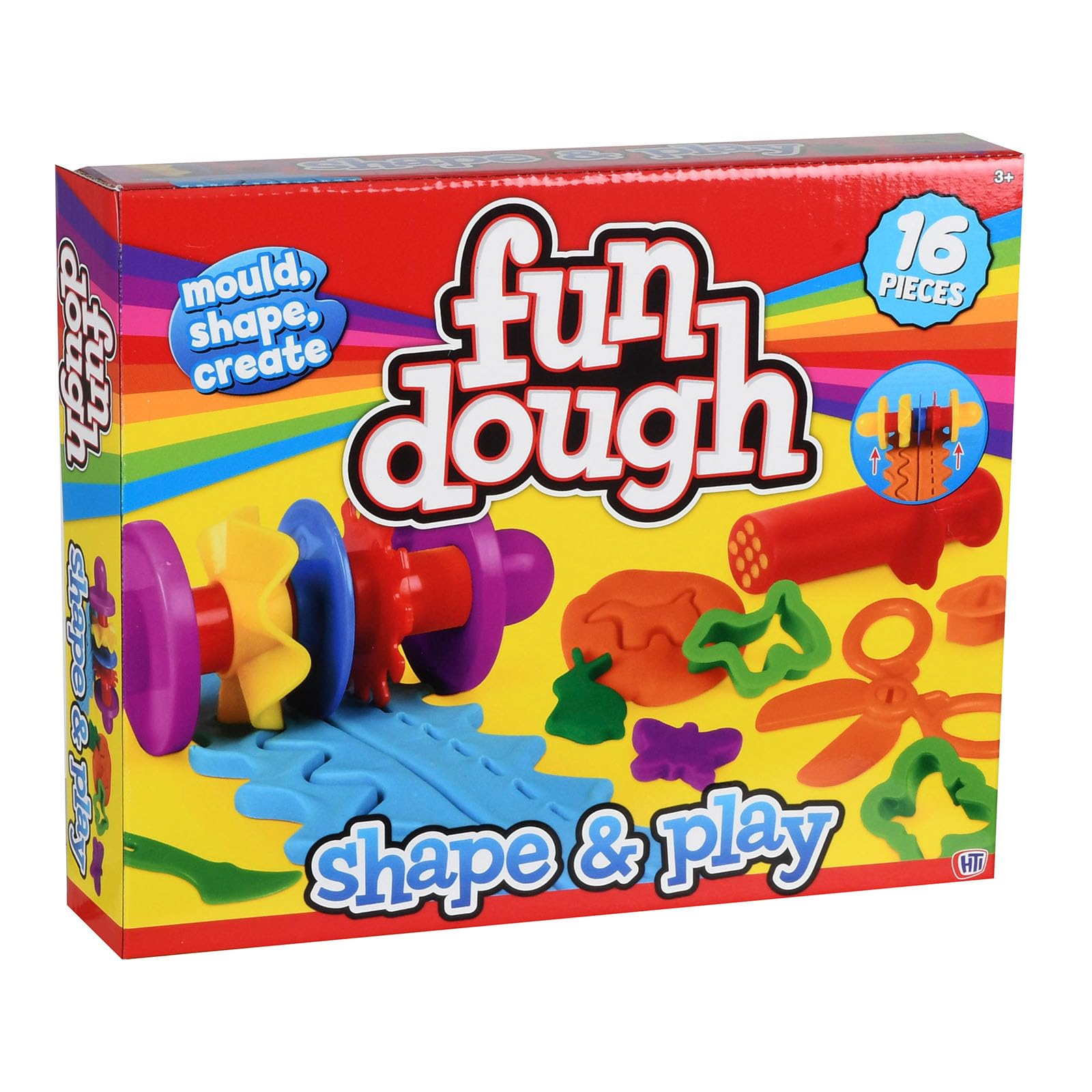 Dough Tools Kit, Art Clay Modelling Tool Kit Include Dough Smart Clay Dough Kit Including Different Designs, Rollers, Cutters Extruders Kit for Children (Shape & Play (16 Pcs))