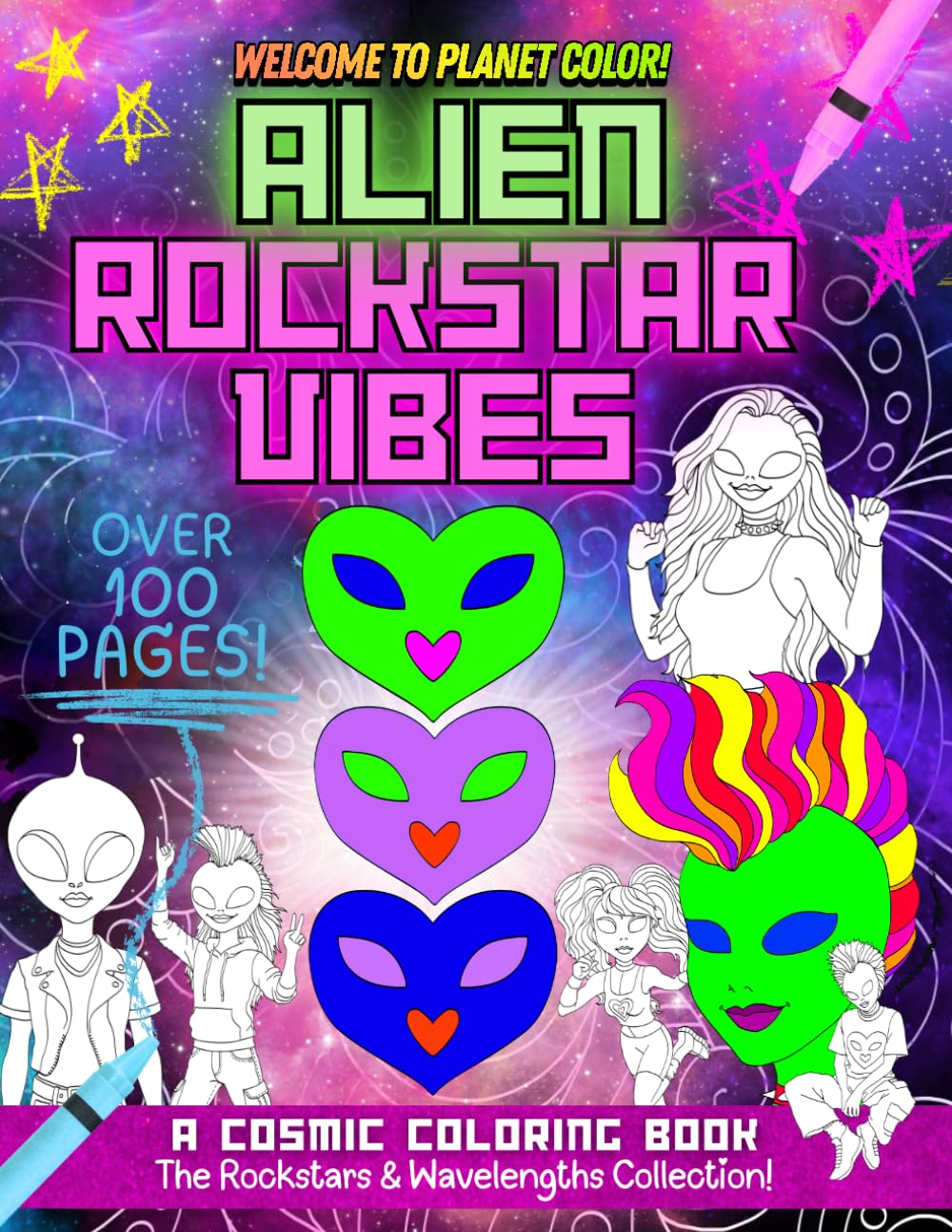 Alien Rockstar Vibes: A Giant Cosmic Coloring Adventure (Planet Color)