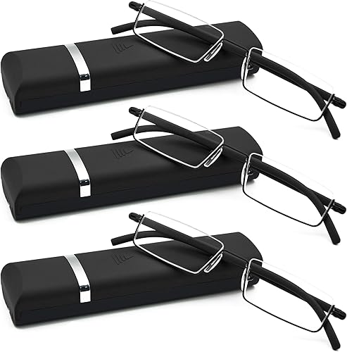 Miniatura 8 de Lentes de lectura de medio marco, lectores de computadora de medio borde con estuche para gafas para hombres (2 piezas en bolsa) 1.75