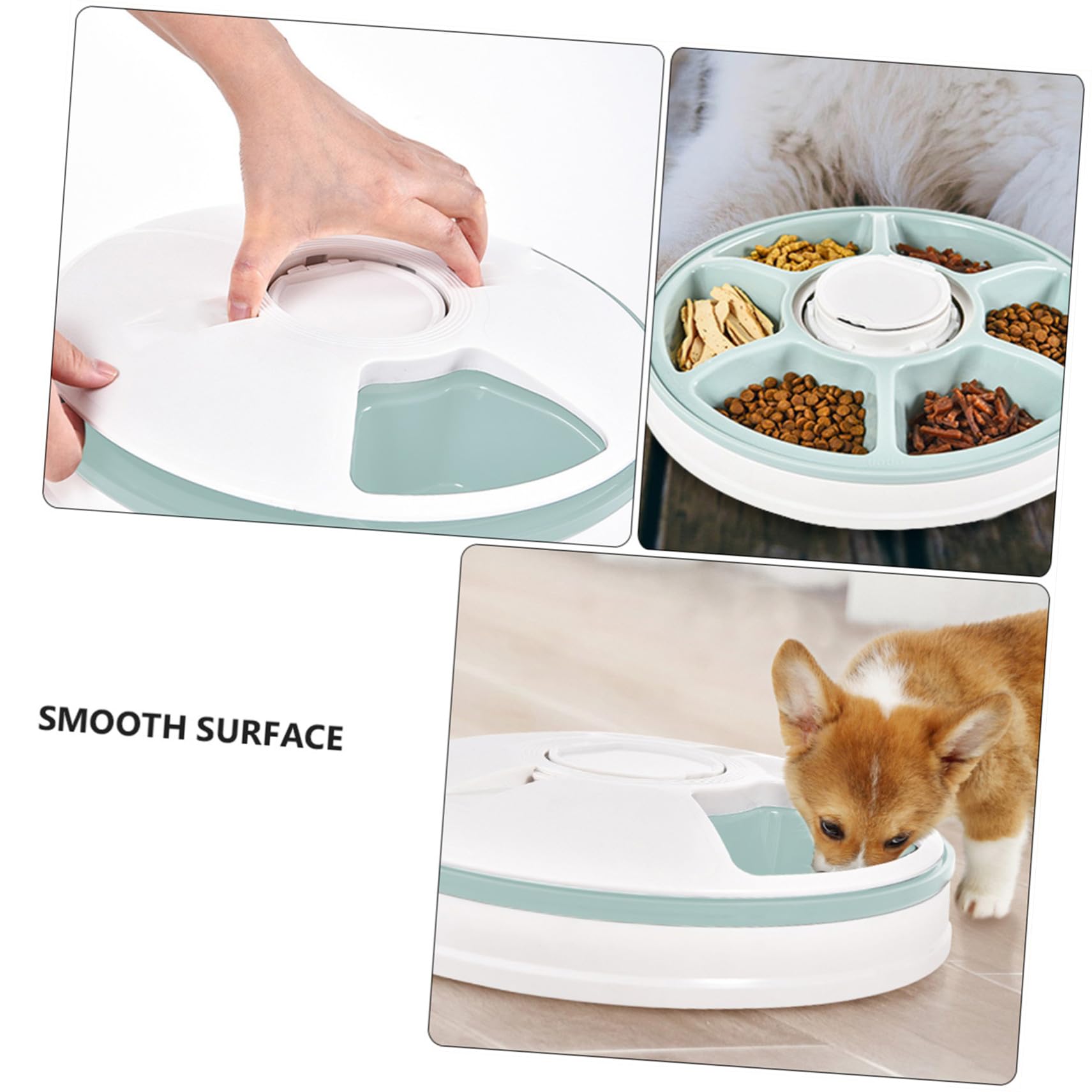 Comedero Automático Fácil de Limpiar y Ahorro de Espacio para Perros y Gatos 6 Comidas Programables Temporizador Inteligente Material Abs Verde Adecuado para Colocar Esquina