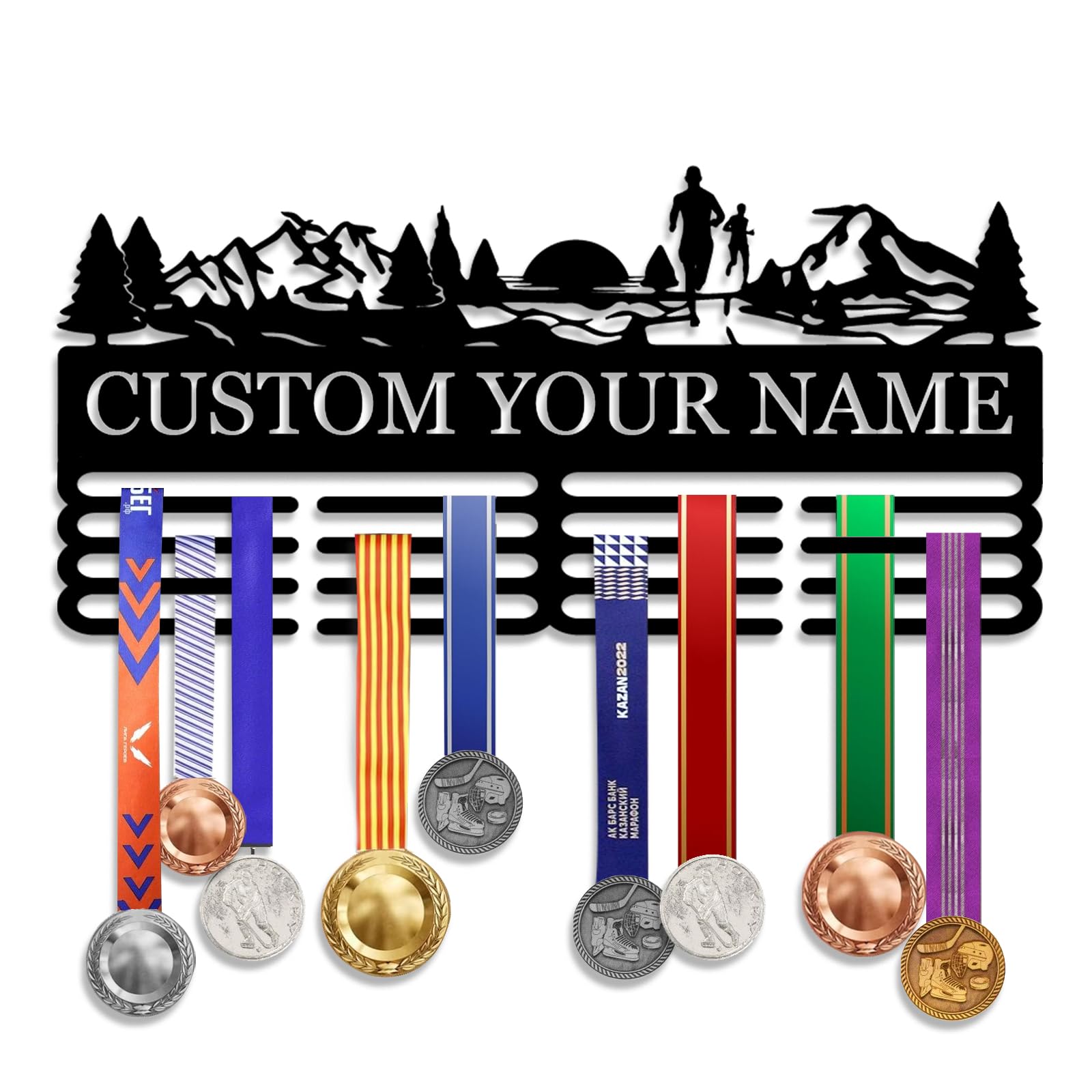Personalized Medal Hanger Display - Custom Name Medal Holder Rack Wall Mount Decor, Trophy Shelf Tiered Award Rack Award Ribbon Hanger, Women Sports Medal Holder Rack for Dancing, Cheer, Ballet