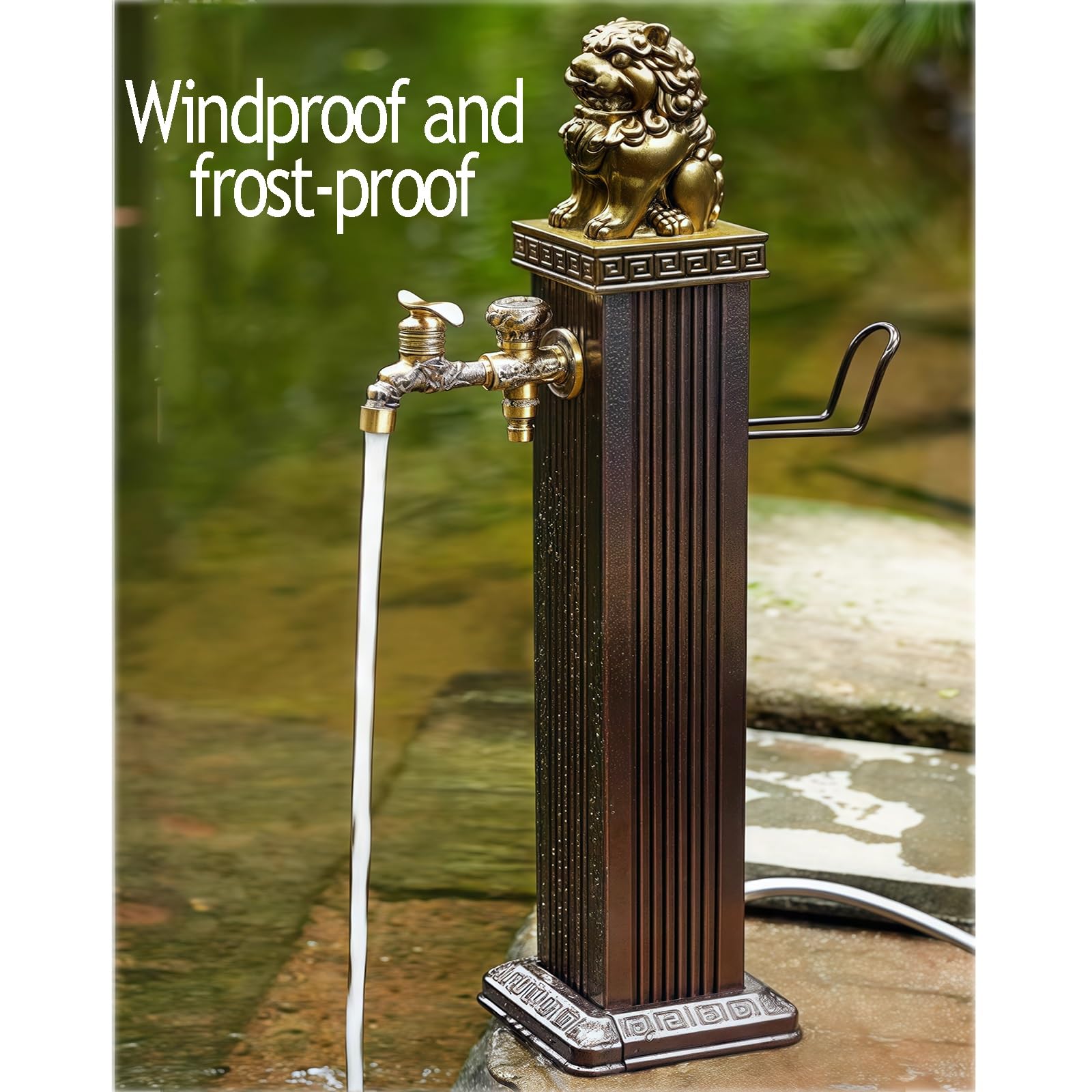 Grifo exterior anticongelante, boca de incendios retro con columna, entrada de agua subterránea, entrada de agua lateral, apto para jardines, patios traseros y riego(17x17x116cm)