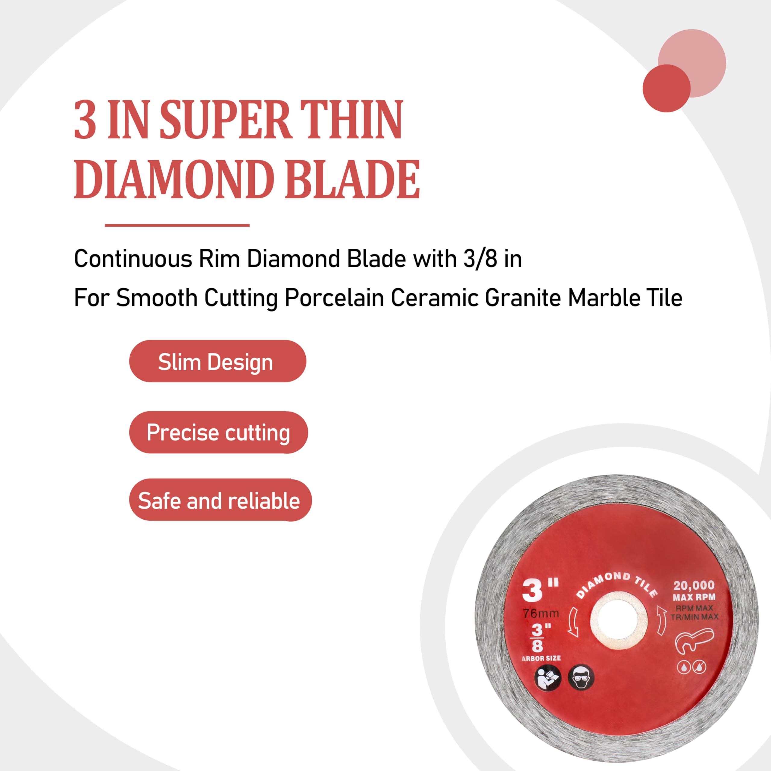 BOSCH DBC0301 3-Inch Continuous Rim Diamond Tile Blade – Smooth Cuts On Ceramic, Porcelain, Marble, Glass