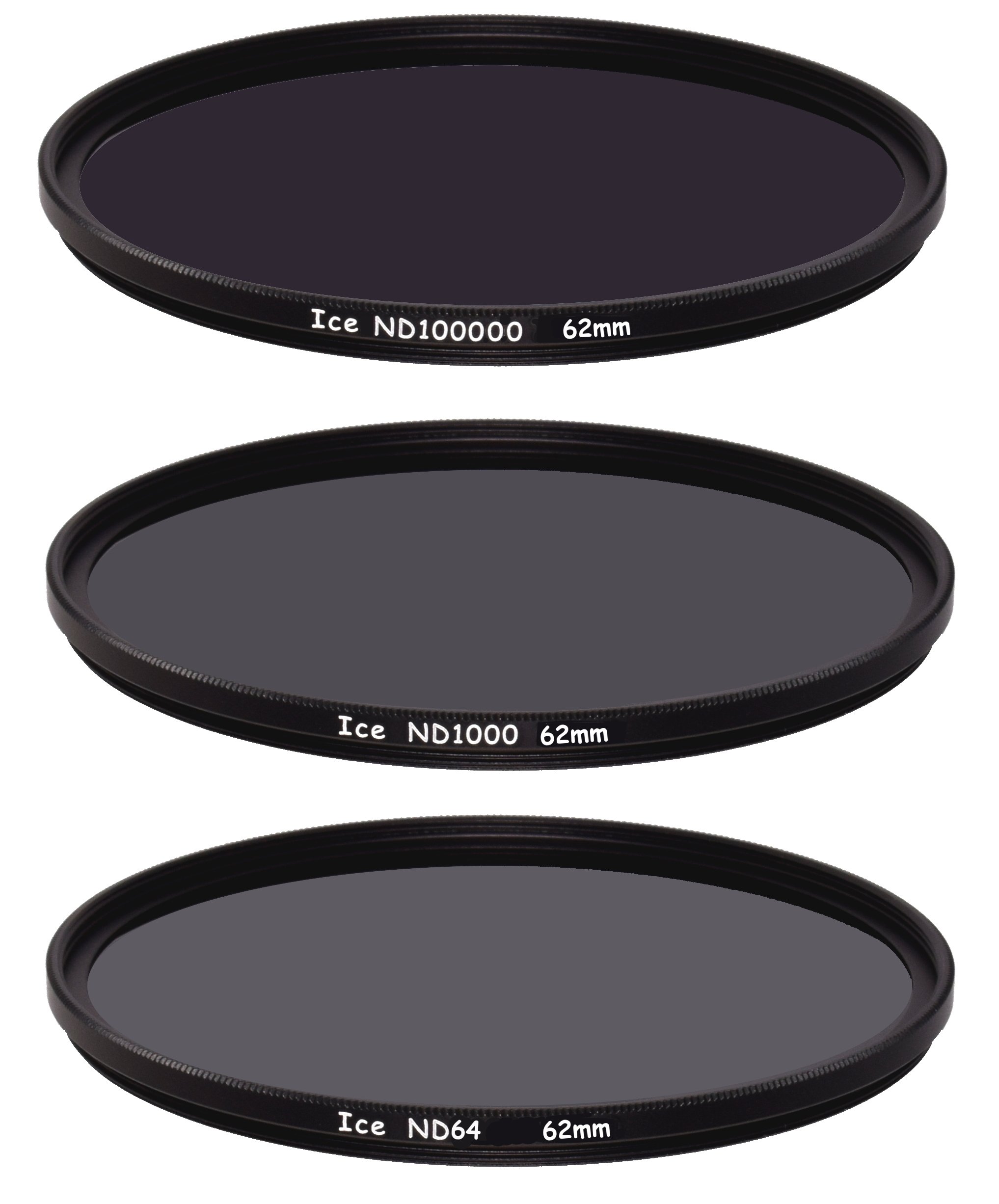 ICE Extreme ND - Juego de filtros ND100000 ND1000 ND64 densidad neutra 16,5,10, vidrio óptico de 6 paradas (62 mm)