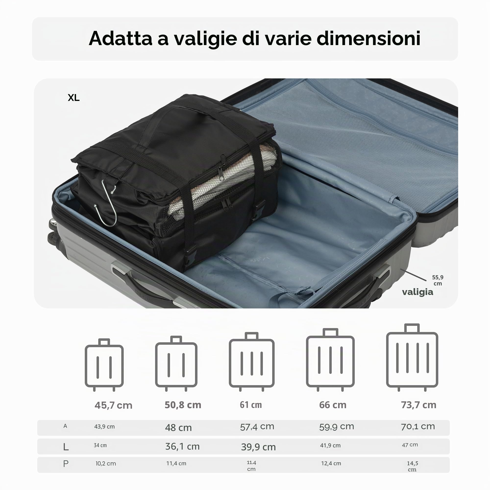 GRANNY SAYS Organizer Armadio da Appendere, Organizer da Viaggio Appendere con 3 Scomparti, Organizer Armadio Salvaspazio per Vestiti, Nero Appendi Borse da Armadio, Ripiani per Armadio Interno