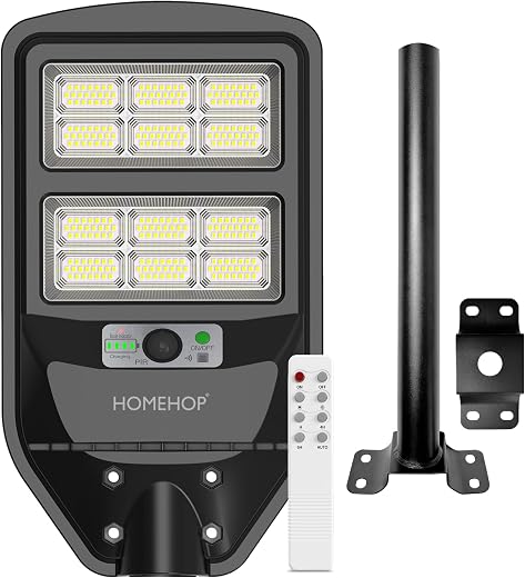 Homehop Solar Street Light Outdoor Waterproof 120 Watt LED Wireless Motion Sensor Lamp with Pole for Home, Garden, Wall, P...