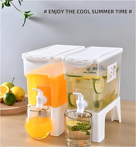 Miniatura 2 de Dispensador de bebidas de 2 galones con espita  Contenedor de plástico para jugo y bebidas frías para refrigerador, té helado y limonada