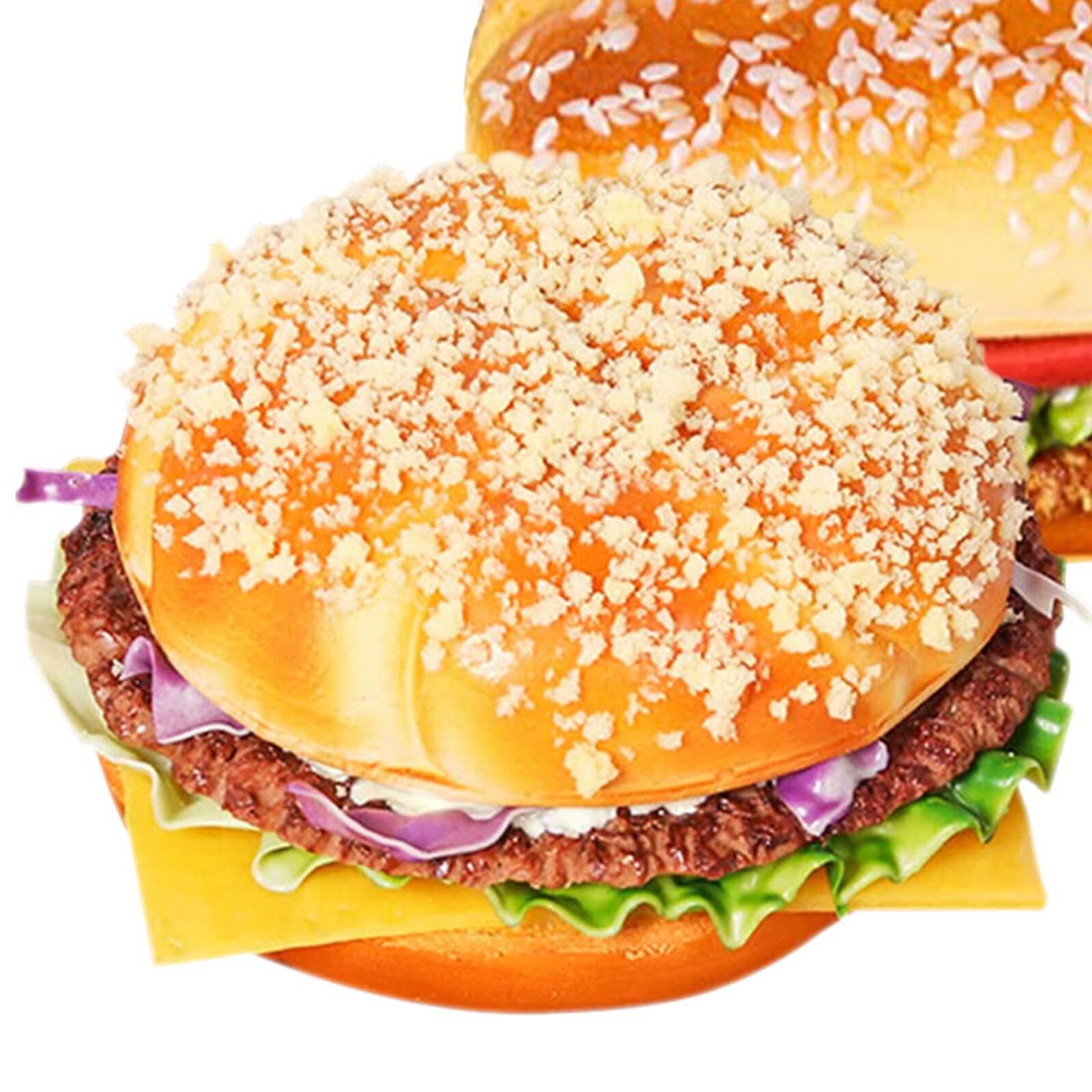Pain De Hamburger Artificiel En Polyuréthane - Décoration Réaliste Pour Boutique, Comptoir Ou Photo | Lot De 2
