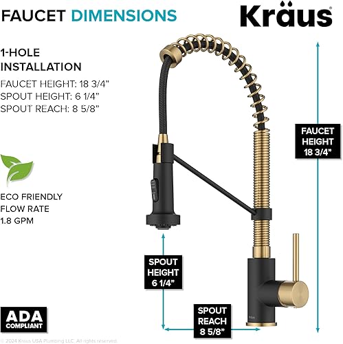 Miniatura 92 de Kraus KPF-1610SFSCH Bolden - Grifo de cocina comercial de 18 pulgadas con cabezal de pulverización extensible de doble función, acabado all-Brite