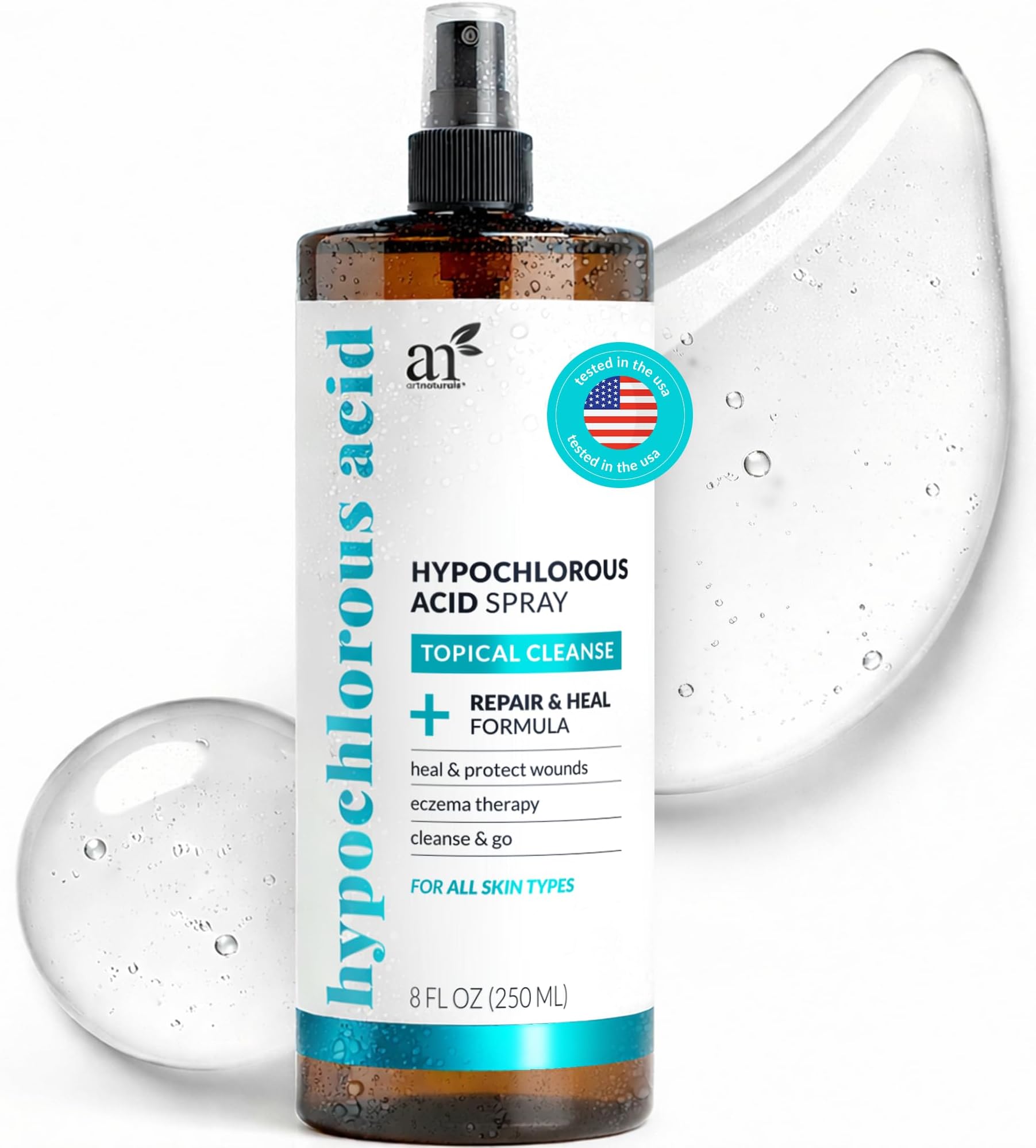 Artnaturals Hypochlorous Acid Face & Skin Spray – Gentle Daily Facial Mist, pH-Balanced, Fragrance-Free, Soothing Cleanser for Sensitive Skin – 8 fl oz