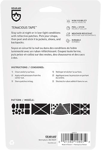 Miniatura 3 de GEAR AID Tenacious - Parches reflectantes para seguridad, chaquetas, bicicleta y equipo al aire libre, varios tamaños, plata, paquete de 2