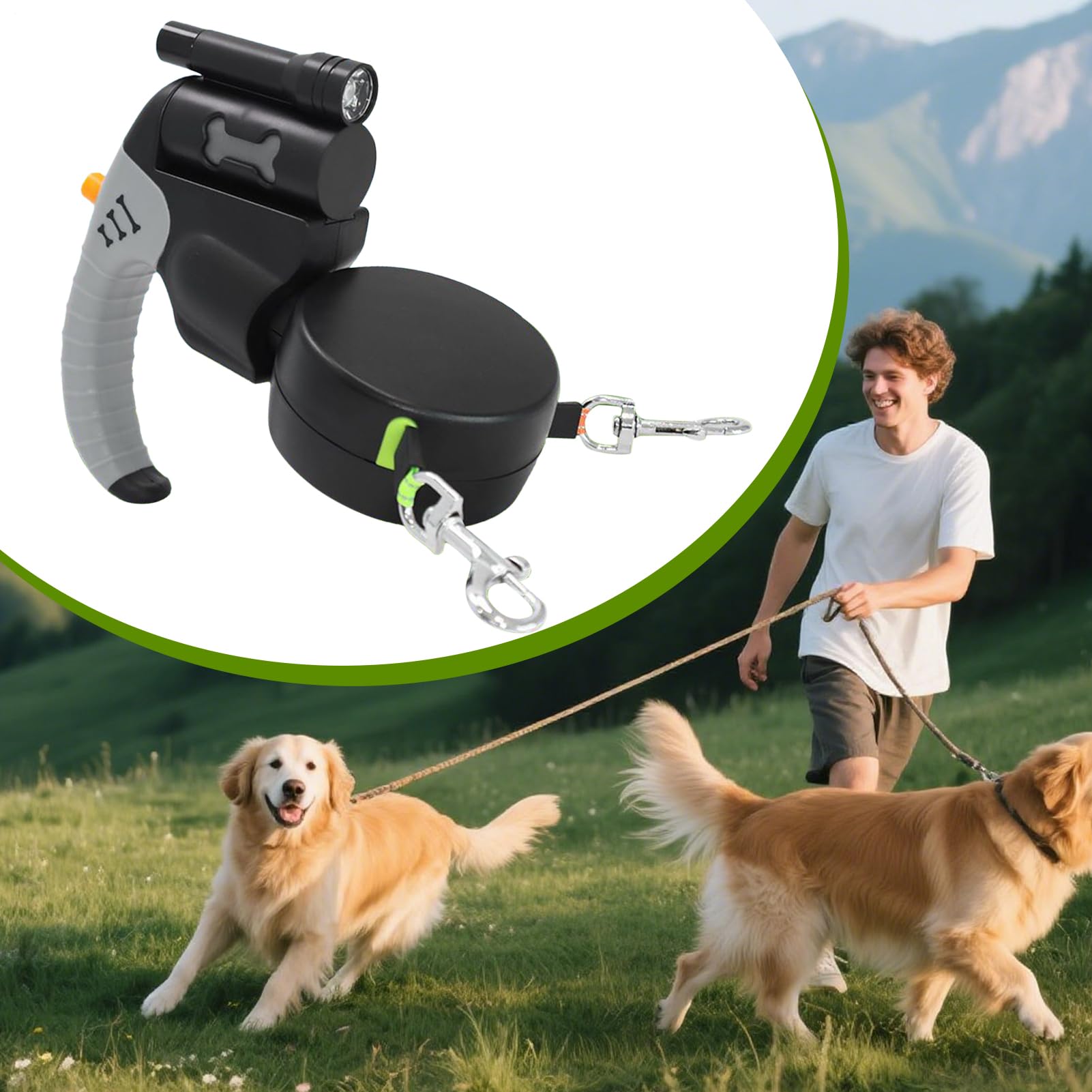 Double laisse rétractable chien Accessoires et fournitures de plein air