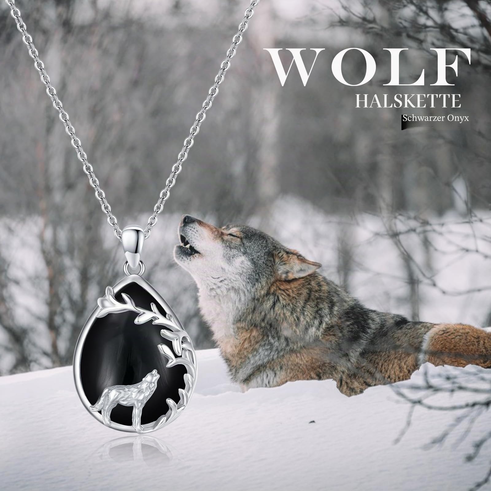 Wolf Kette Sterling Silber Wolf Halskette Wolf Anhänger Geschenke Weihnachts für Damen Teenager Mädchen