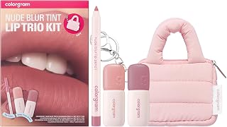 COLORGRAM NUDE BLUR TINT LIP TRIO KIT 01 COOL KIT | K-Beauty Makeup | Soft Matte Lip Stain | Powdery Finish | 2-in-1 Lip & Cheek | Lightweight & Buildable