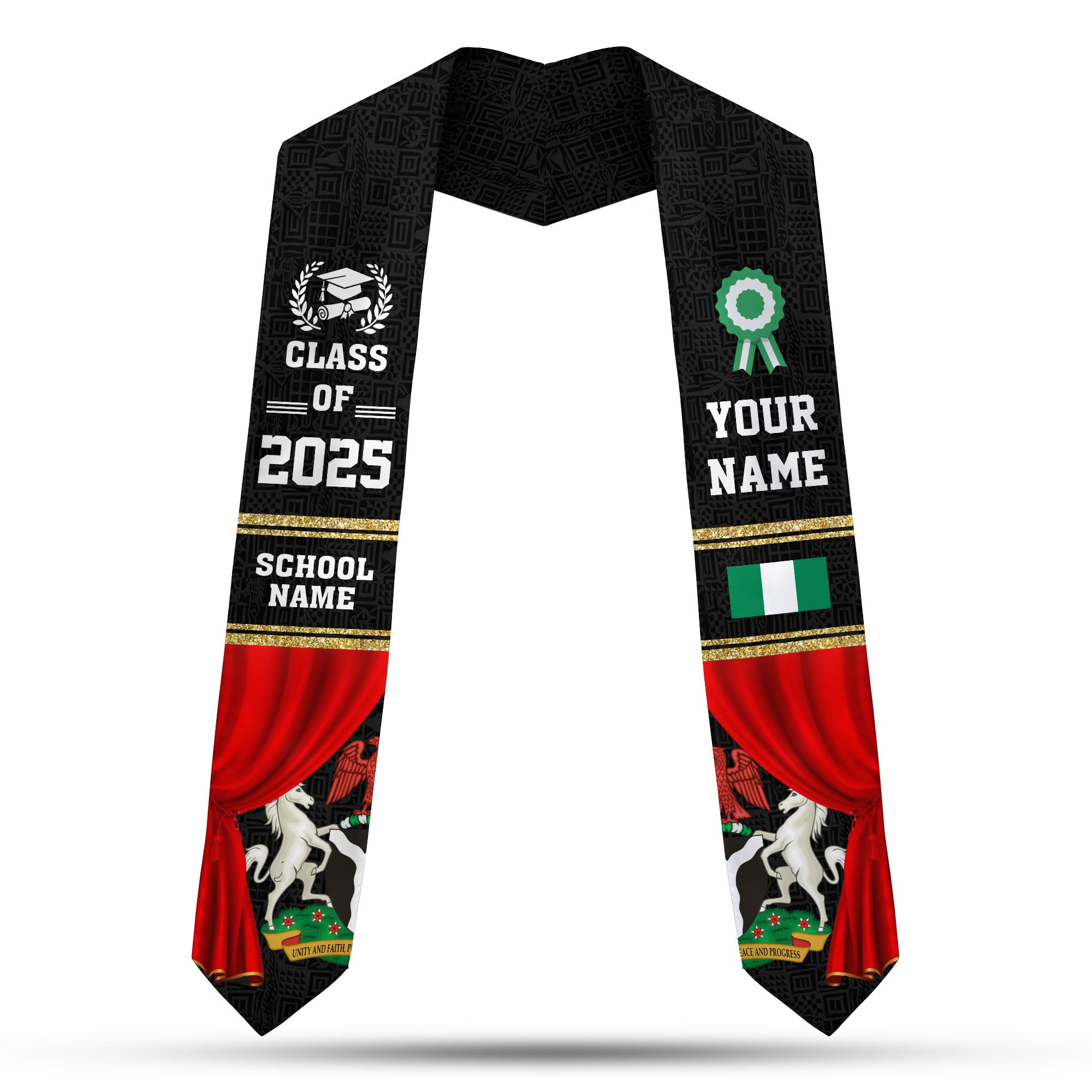 MonkeyVan Nigerians Graduation Sash Custom Nigerians American Flag Graduation Sash 2025 Nigeria Graduation Stole Class of 2025 Ng12