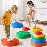 Vista 9 de Tiny Land Piedras para pisar para niños, 5 piezas Piedras antideslizantes para niños pequeños, Piedras sensoriales para promover el equilibrio