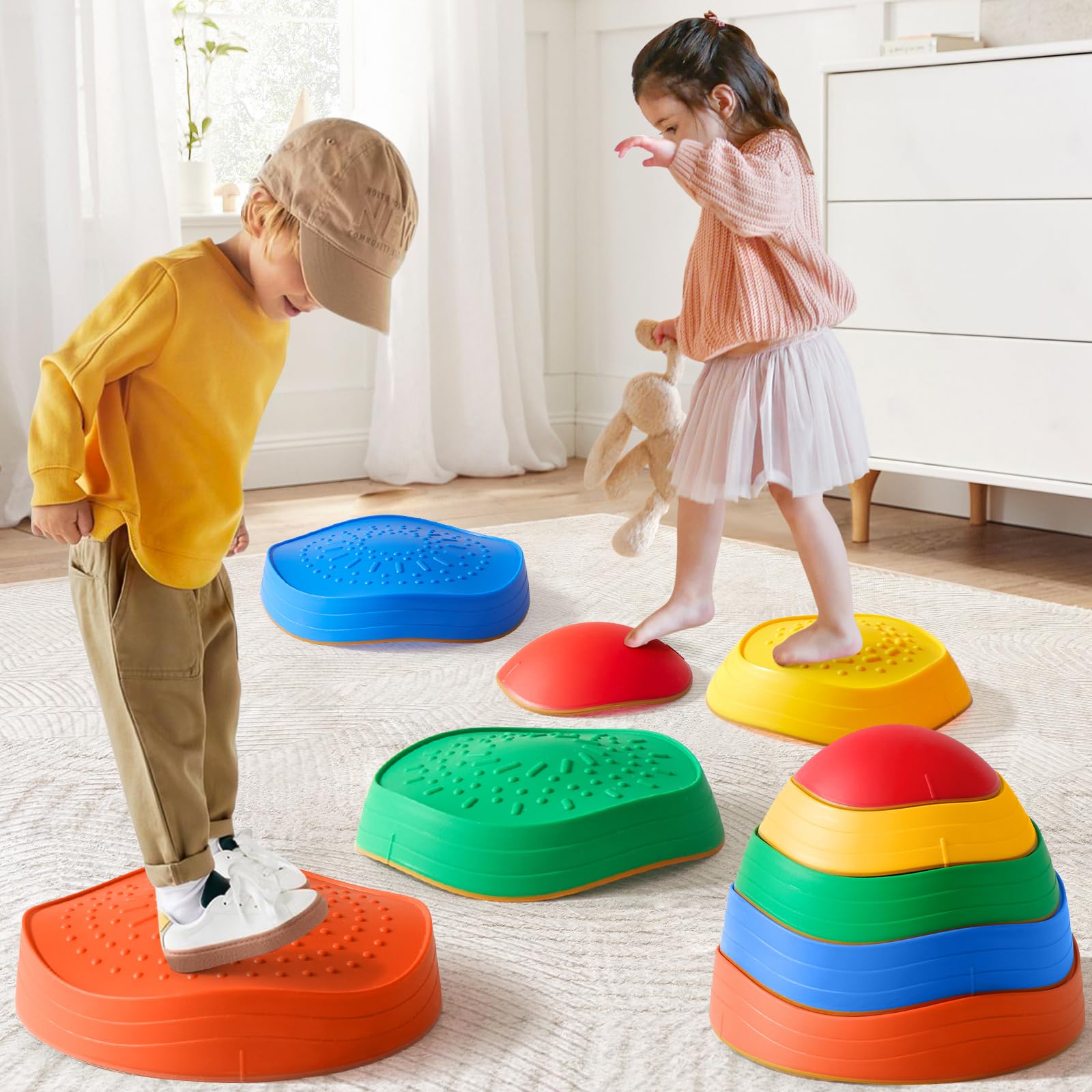 Tiny Land Stepping Stones for Kids, 5pcs Non-Slip Balance Toddler Toys
