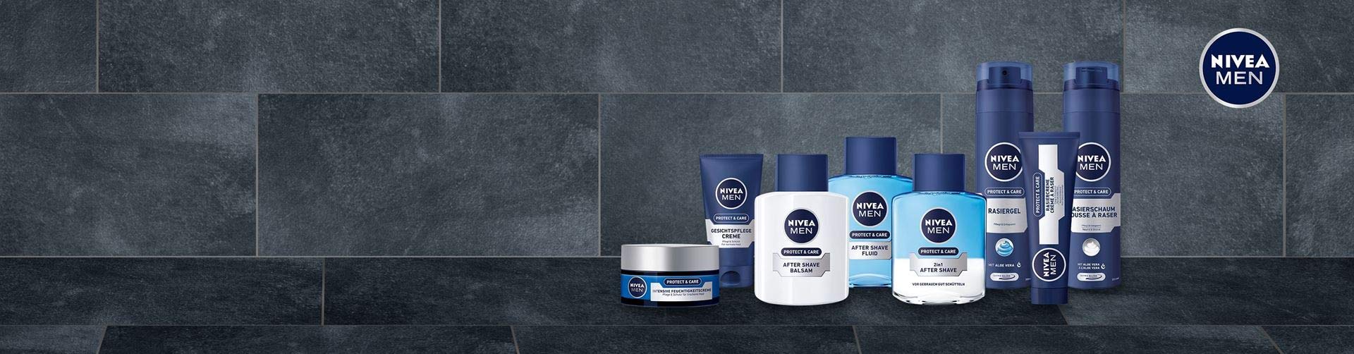 NIVEA MEN Crema de afeitar Protect & Care en pack de 6 unidades (6 x 200 ml), protección y cuidado para un afeitado suave, espuma de afeitar suave para hombre
