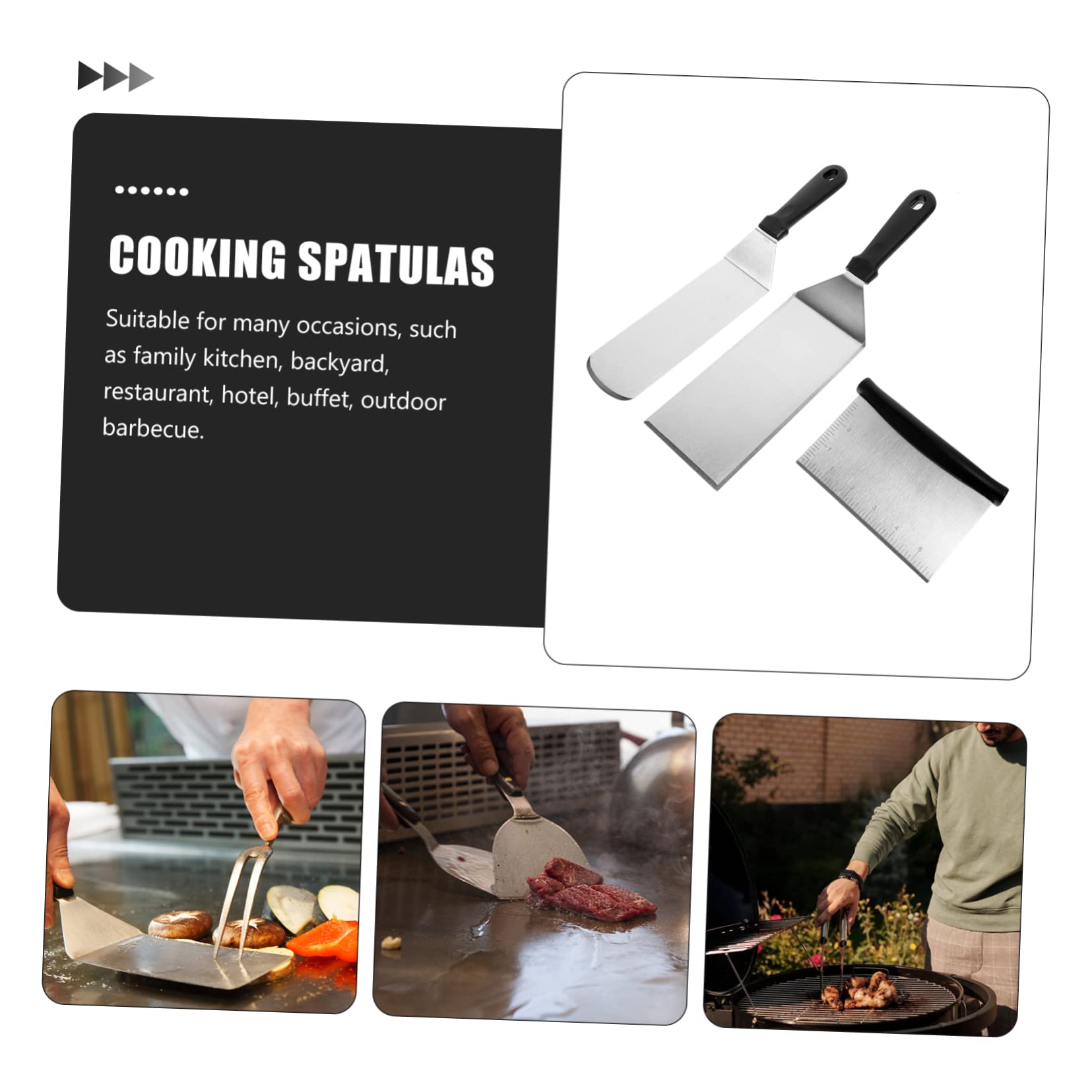 Spatola da Cucina in Acciaio Inox e PP, per Friggere e Girare, Utensile, per Barbecue e Preparare Frittate