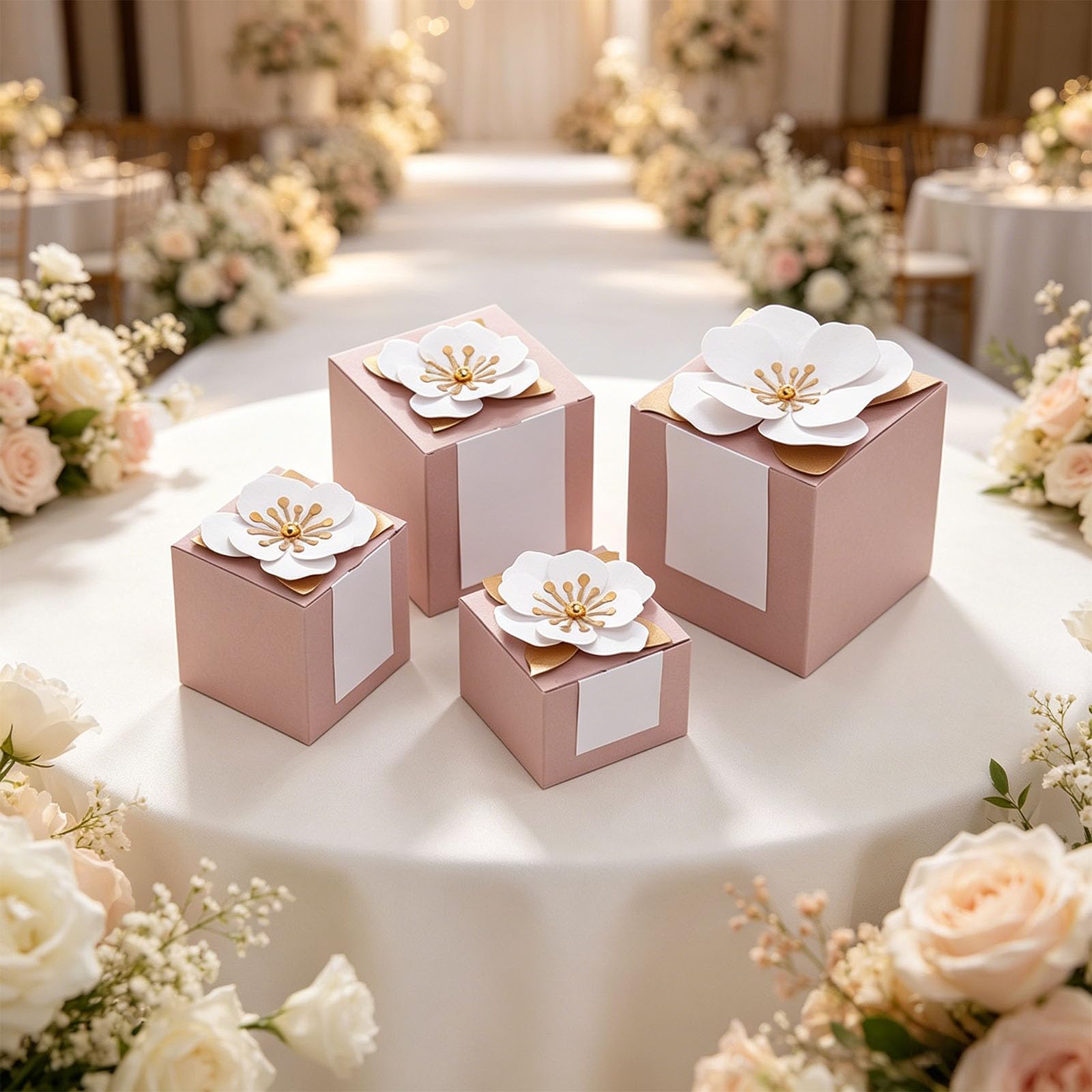 Caja de regalo de dulces florales para celebraciones de bodas y momentos importantes con delicados diseños de pétalos Bonos para recepción de bodas