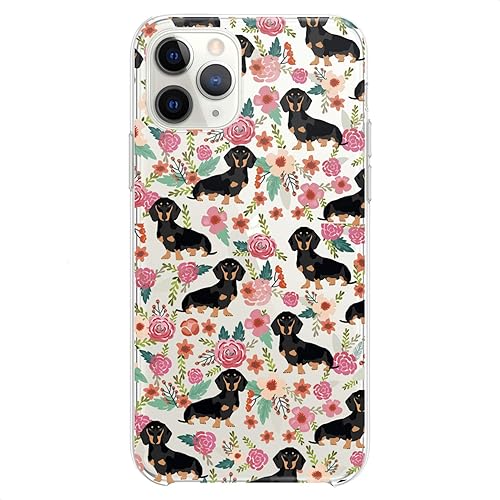 Funda de TPU compatible con iPhone 15 14 13 12 11 Pro Max Plus Mini Xs Xr X 8+ 7 6 5 SE transparente lindo diseño de perros impresión Kawaii Floral