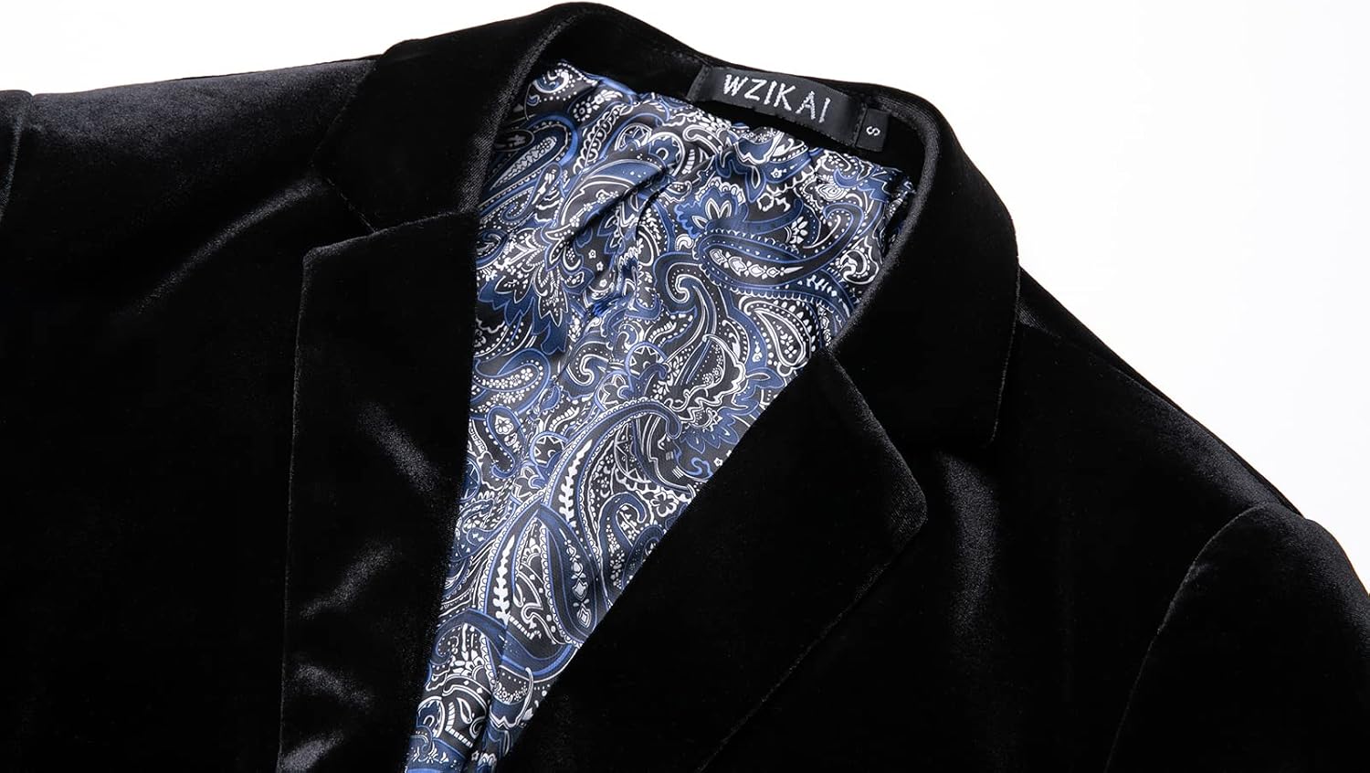 WZIKAI Mens Velvet Blazer One Button Slim Fit Solid Fashion Suit Jacket Sport Coat for Wedding Prom Dinner Party - Image 3