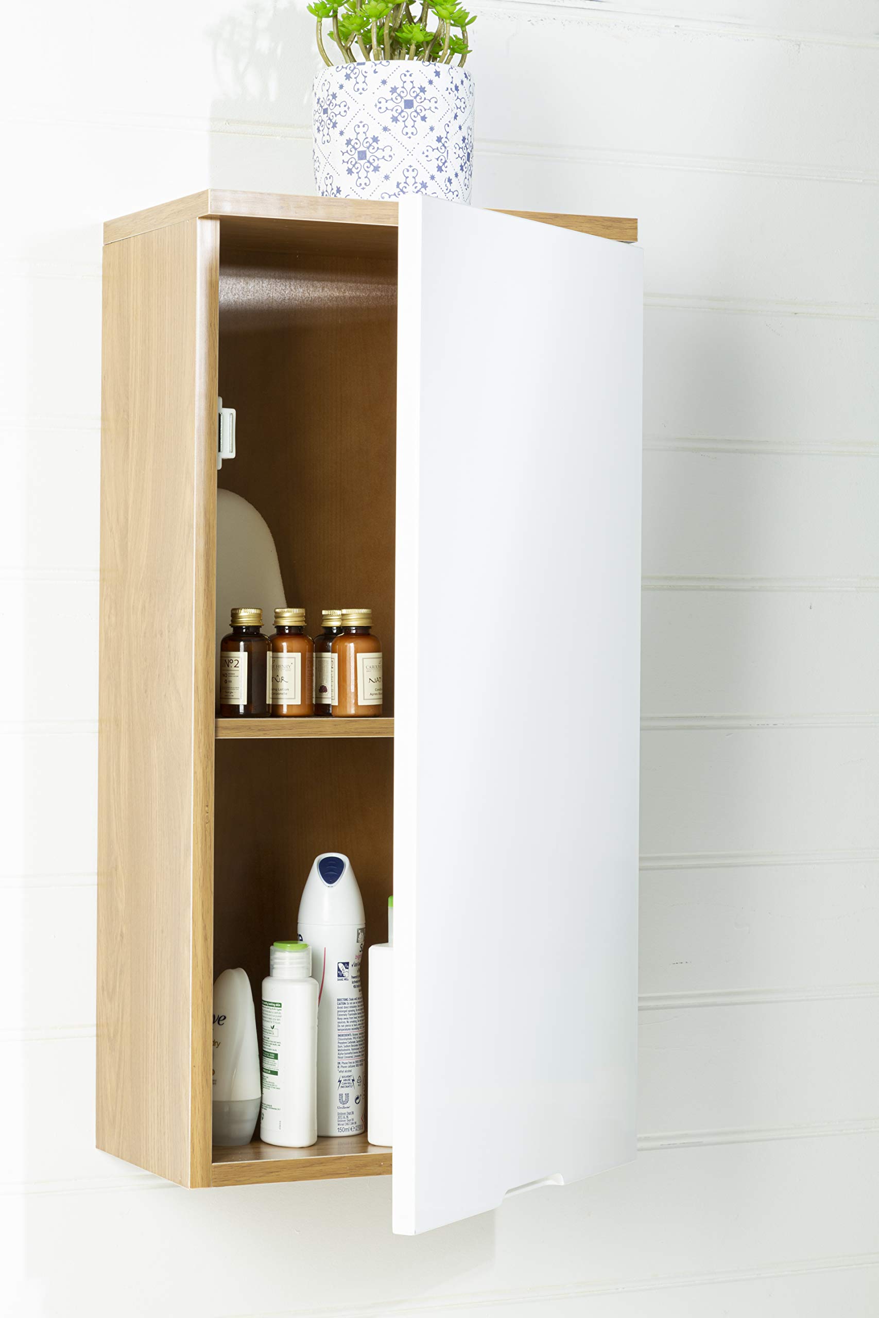 Premier Housewares 2403290 Armoire Murale avec 1 Porte Effet Chêne/Miroir