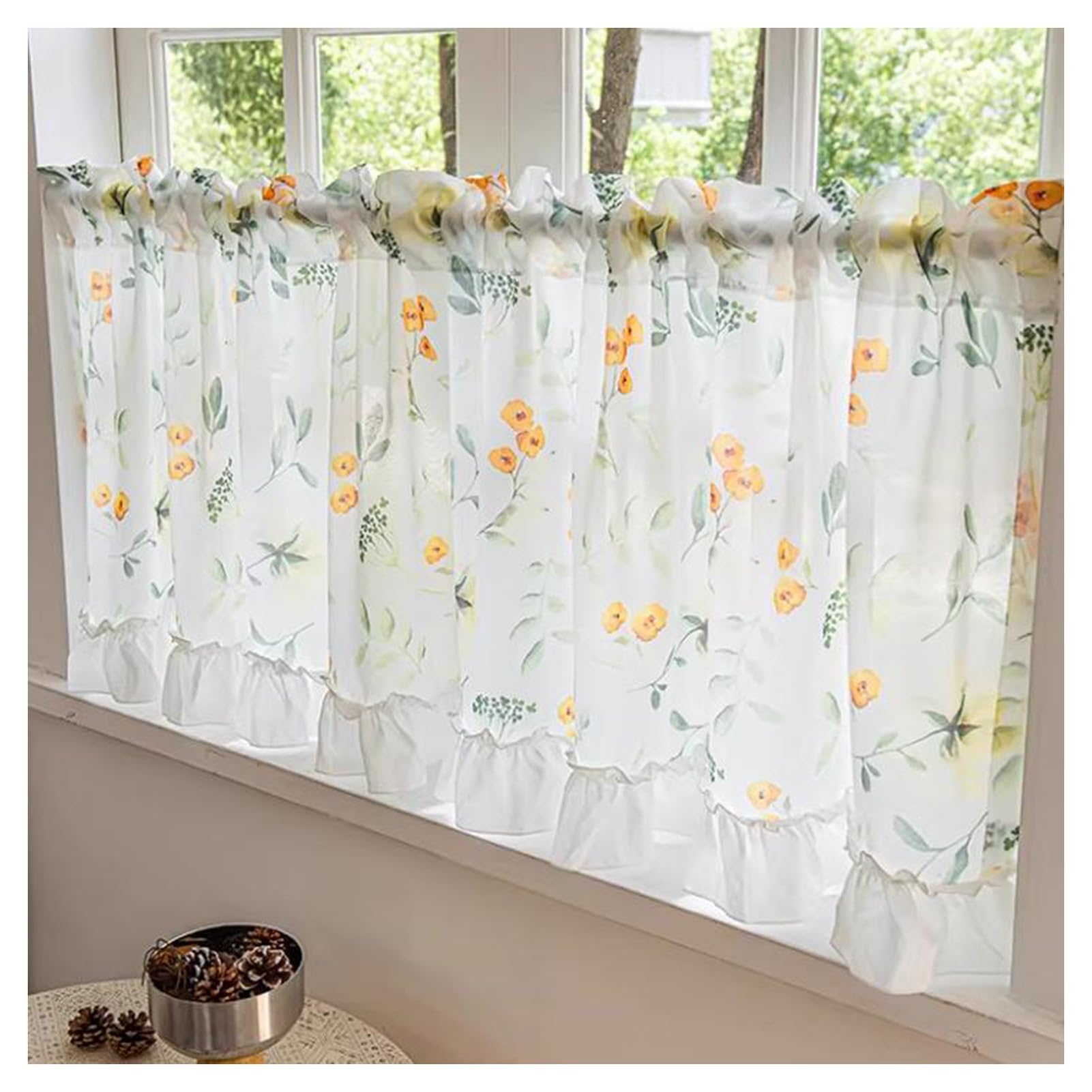 Cortinas de cocina y cenefa opaca para ventanas de dormitorio o salón