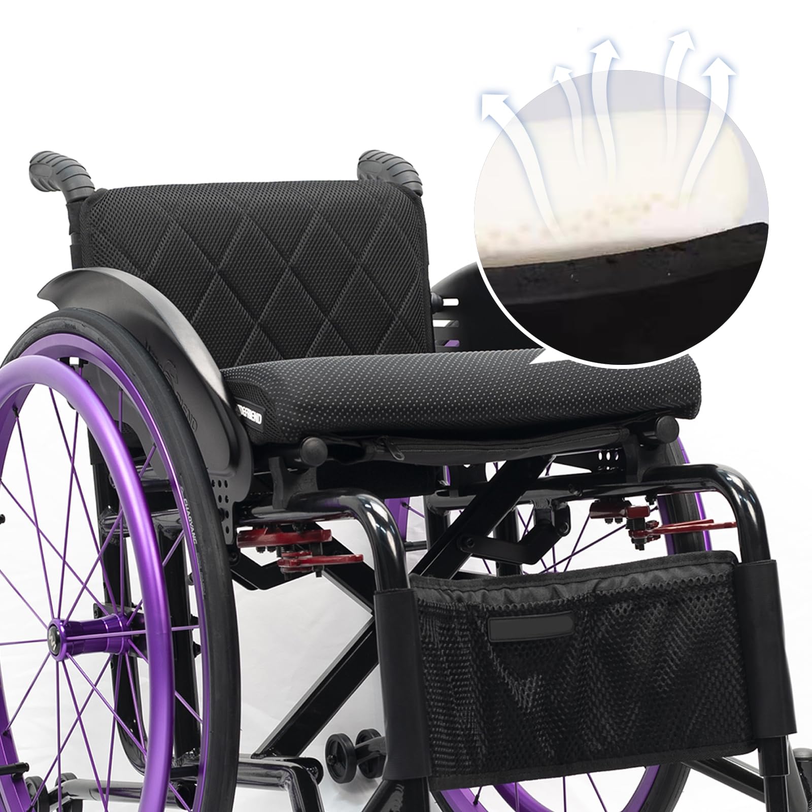 Silla de ruedas deportiva ligera con frenos de mano, silla de ruedas manual portátil de aleación de aluminio autopropulsada para transporte, diseño plegable y ruedas traseras de liberación rápida