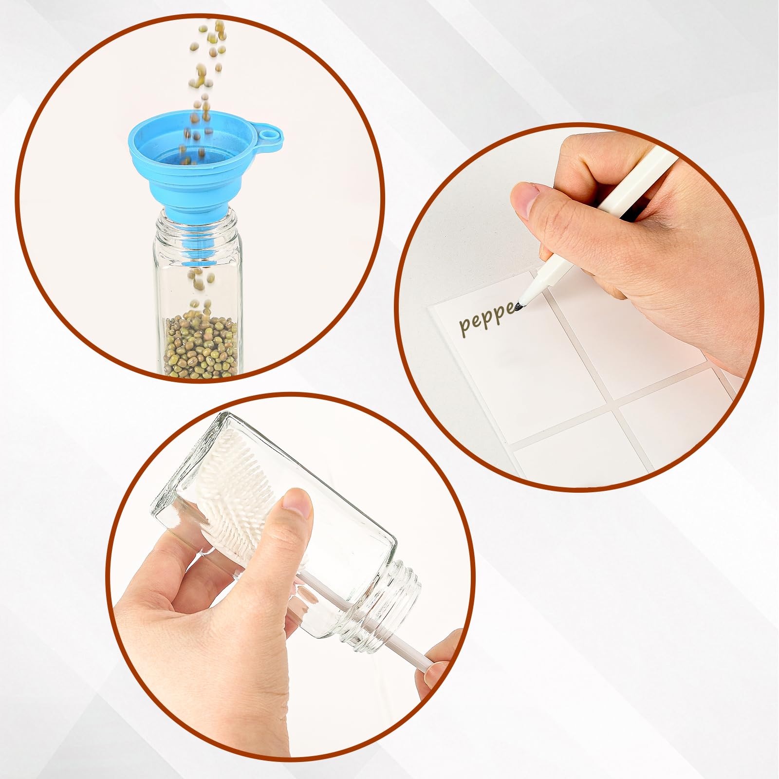 24 Pièces Pot Epices Verre Carré 120ml Bocaux à Épices avec Couvercle en Aluminium, Rangement pour Epices de Cuisine, Convient pour Le Camping (Blanc argenté)