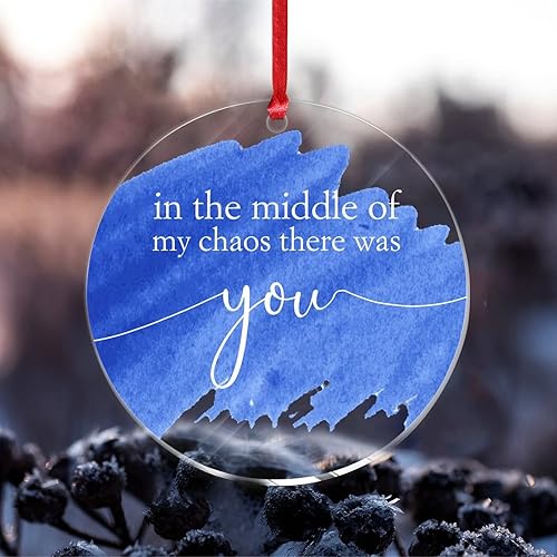 In The Middle of My Chaos There was You Christmas Adornos acrílicos de oración familiar, adorno de porcelana de Navidad, adorno vintage de Navidad,