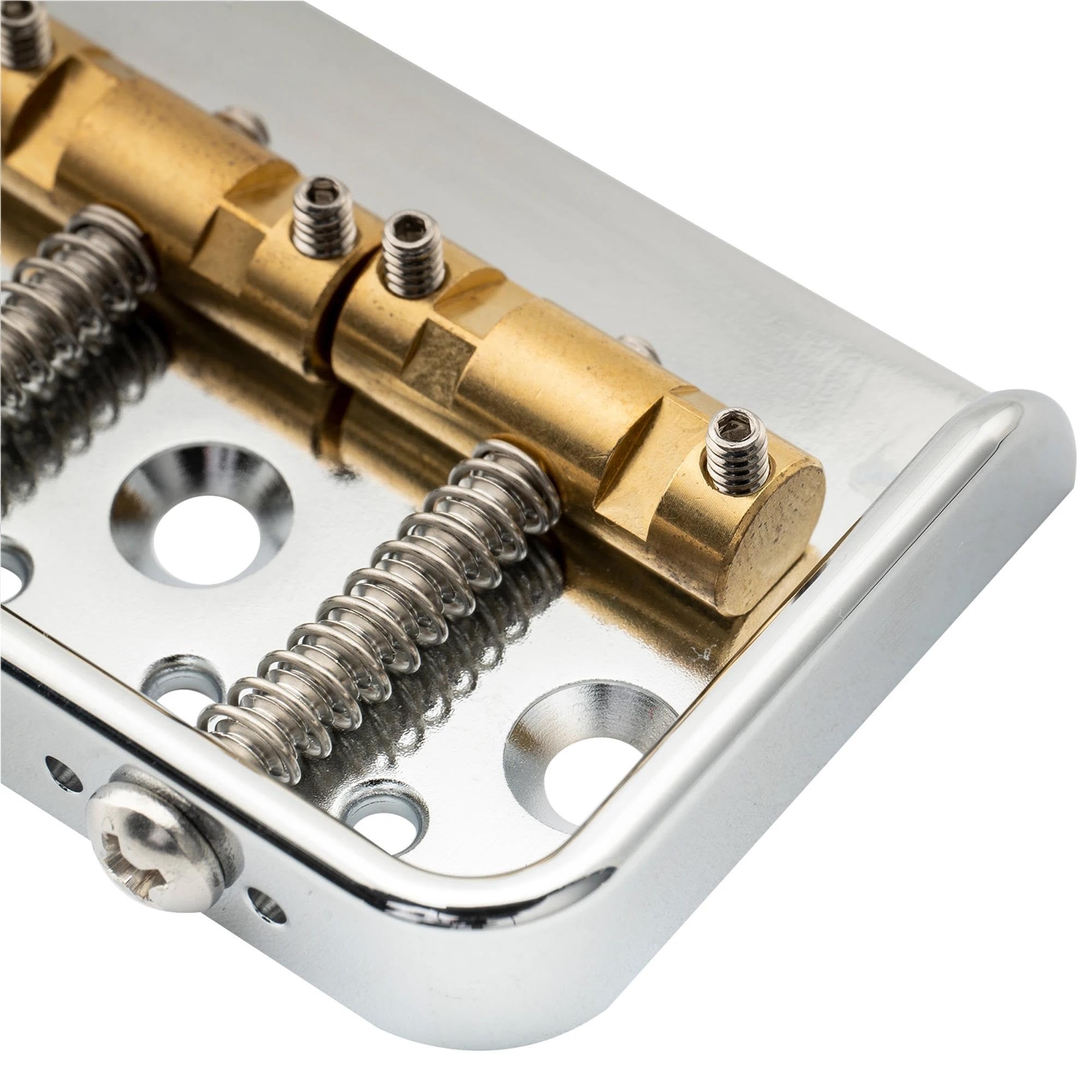 Mostek Gitarowy Rozstaw Strun 54 Mm Pełna Solidna Aluminiowa Krótka Płyta Z Mosiężnym Mostkiem 3 Siodłami Kompensacją(Chrome)